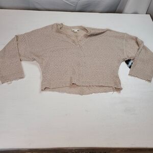Love Riche Beige Knit Cropped Sweater